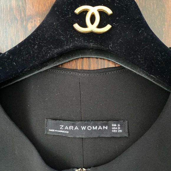 Zara Sz S Black Crepe Jumpsuit Wide Leg Crop Zip Front Sleeveless small - Picture 10 of 13